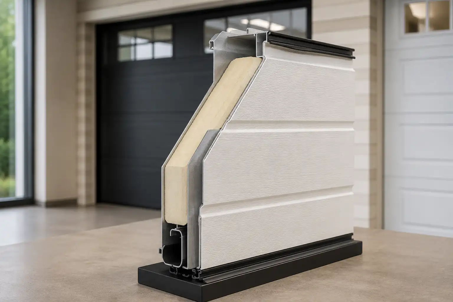 Insulated garage door construction