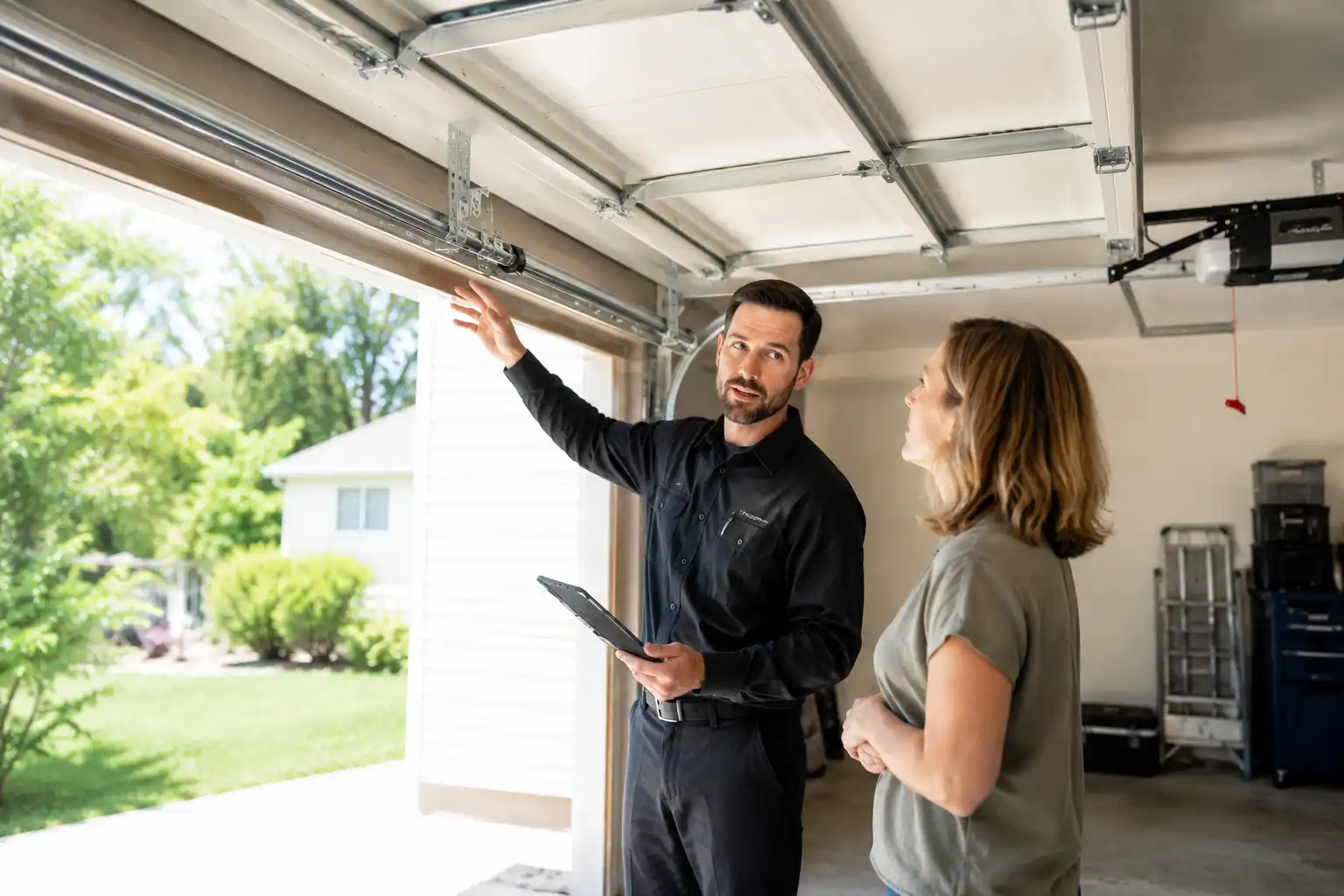 A modern home with a professionally serviced garage door