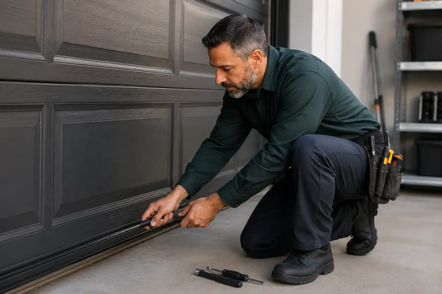 A ProLift technician documenting a garage door inspection